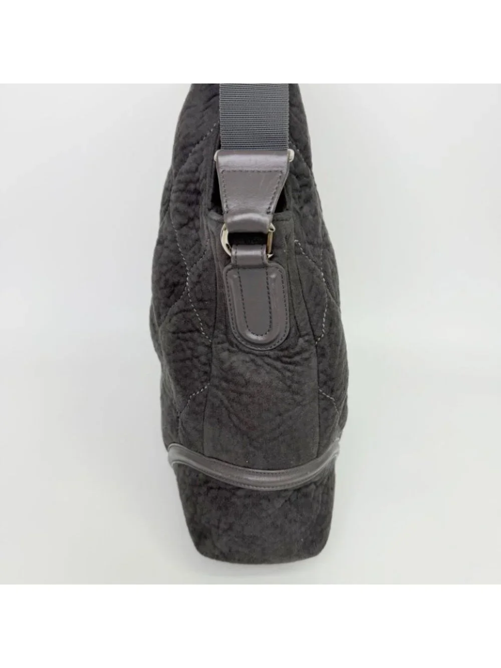 Chanel Sports Line CC Logo Chain Shoulder Bag Suede Leather Gray Silver Vintage